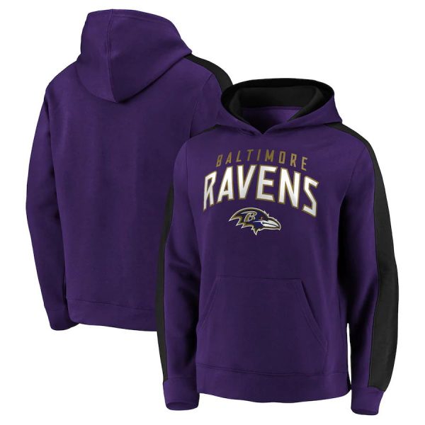 Men Baltimore Ravens Purple Game Time Arch Pullover Hoodie