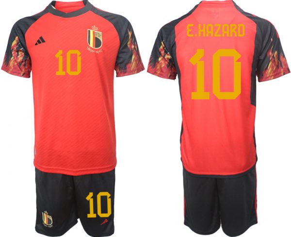 Men Belgium #10 E Hazard Red 2022 FIFA World Cup Home Soccer Jersey Suit