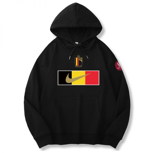 Men Belgium World Cup Soccer Hoodie Black 001