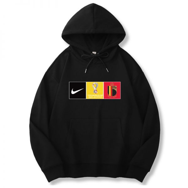 Men Belgium World Cup Soccer Hoodie Black