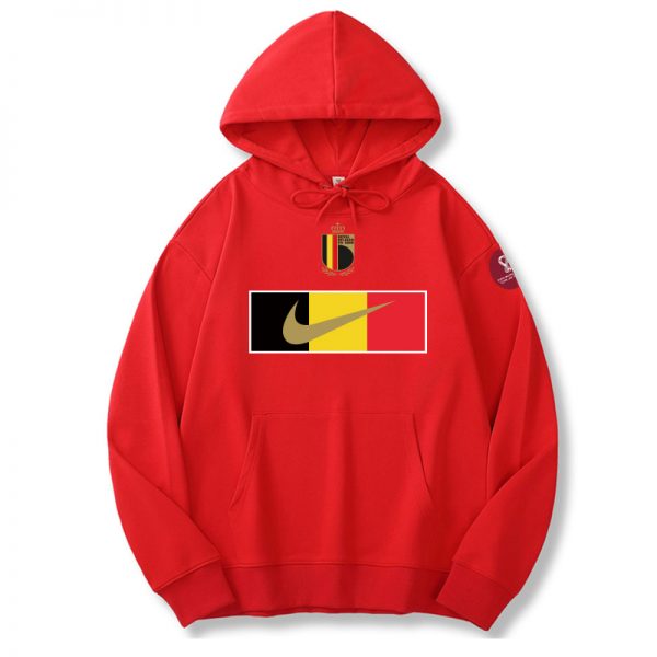 Men Belgium World Cup Soccer Hoodie Red 001