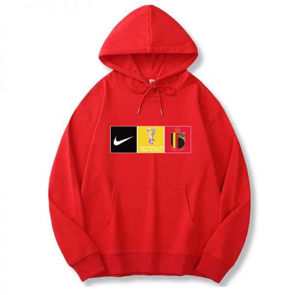 Men Belgium World Cup Soccer Hoodie Red