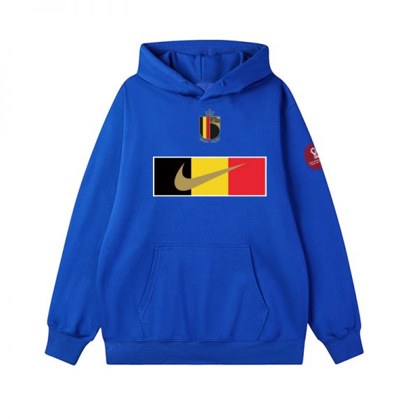 Men Belgium World Cup Soccer Hoodie Royal