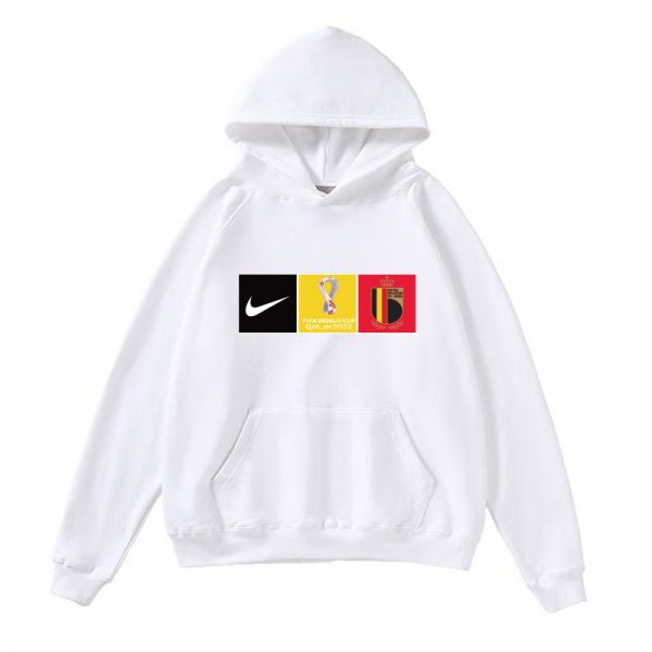 Men Belgium World Cup Soccer Hoodie White