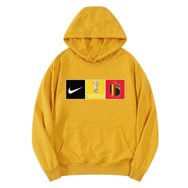 Men Belgium World Cup Soccer Hoodie Yellow