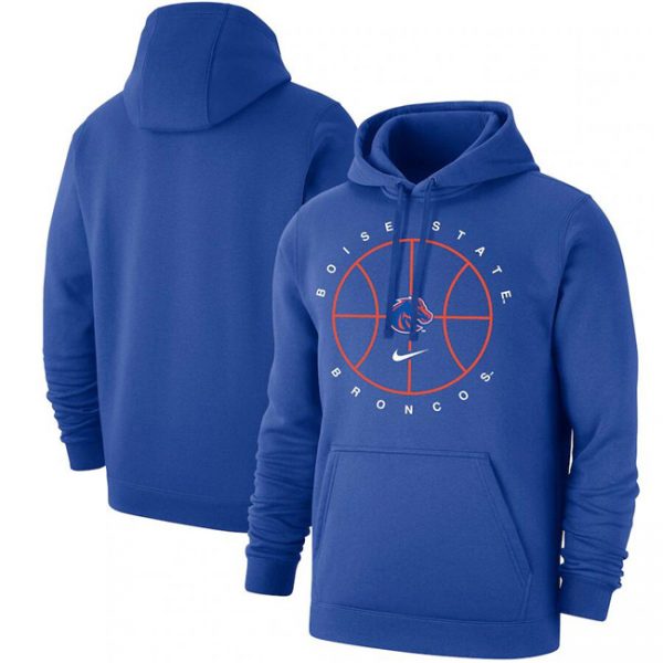 Men Boise State Broncos Royal Basketball Icon Club Fleece Pullover Hoodie