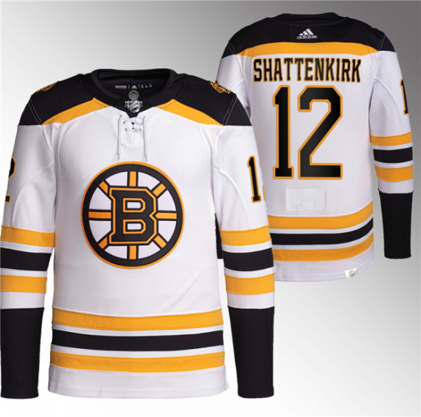 Men Boston Bruins #12 Kevin Shattenkirk White Stitched Jersey