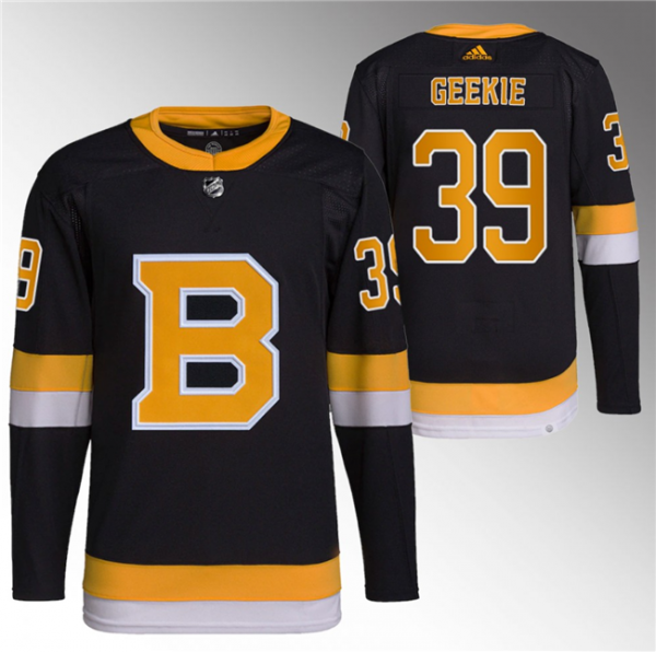 Men Boston Bruins #39 Morgan Geekie Black Home Breakaway Stitched Jersey