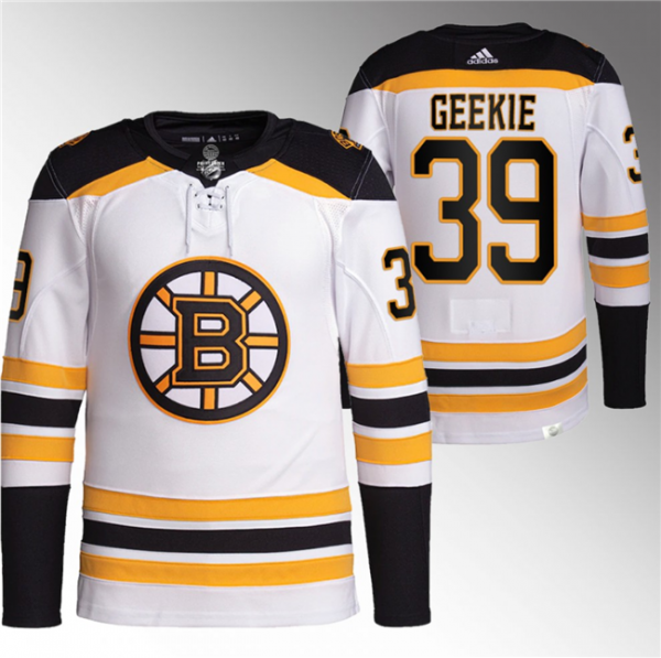 Men Boston Bruins #39 Morgan Geekie White Stitched Jersey