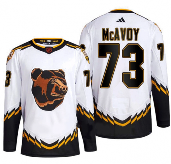 Men Boston Bruins #73 Charlie McAvoy White 2022-23 Reverse Retro Stitched Jersey