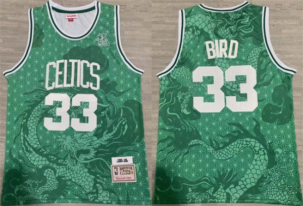 Men Boston Celtics #33 Larry Bird Green 1995-96 Throwback Stitched Jersey