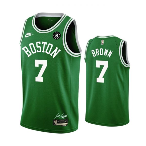 Men Boston Celtics #7 Jaylen Brown Green No.6 Patch Stitched Basketball Jersey