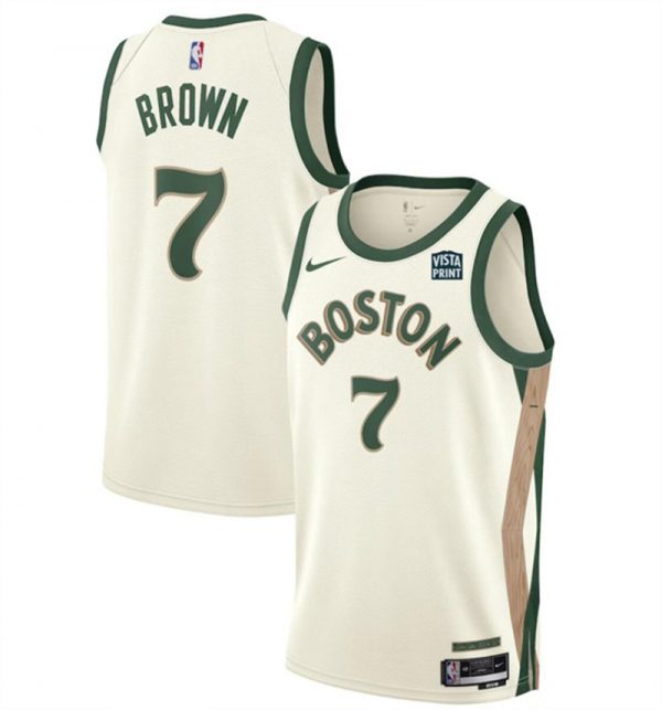 Men Boston Celtics #7 Jaylen Brown White 2023-24 City Edition Stitched Basketball Jersey
