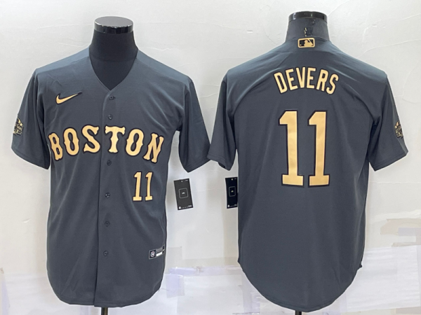 Men Boston Red Sox #11 Rafael Devers 2022 All-star Charcoal Cool Base Stitched Jersey
