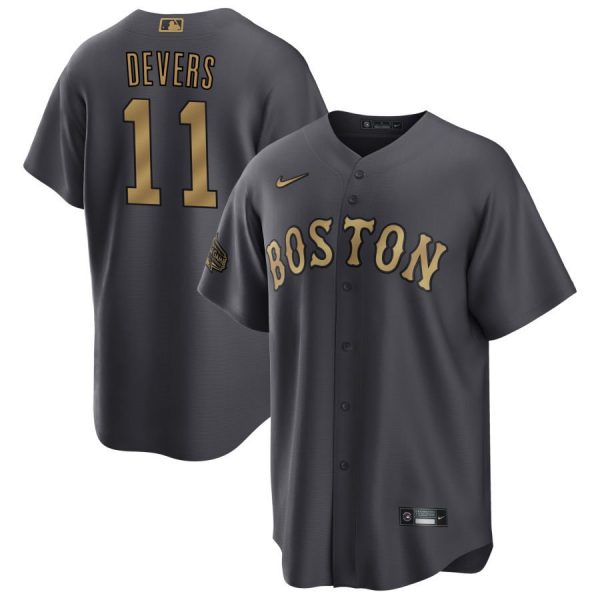 Men Boston Red Sox #11 Rafael Devers 2022 All-star Charcoal Cool Base Stitched Jersey