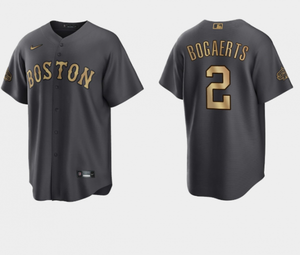 Men Boston Red Sox #2 Xander Bogaerts 2022 All-star Charcoal Cool Base Stitched Jersey