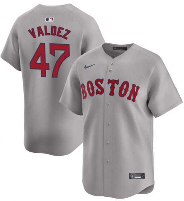 Men Boston Red Sox #47 Enmanuel Valdez Grey Cool Base Stitched Baseball Jersey