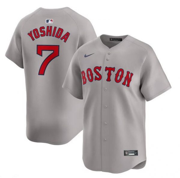 Men Boston Red Sox #7 Masataka Yoshida Gray 2024 Away Limited Cool Base Stitched Baseball Jersey