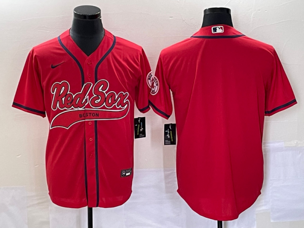 Men Boston Red Sox Blank Red With Patch Cool Base Stitched Baseball Jersey