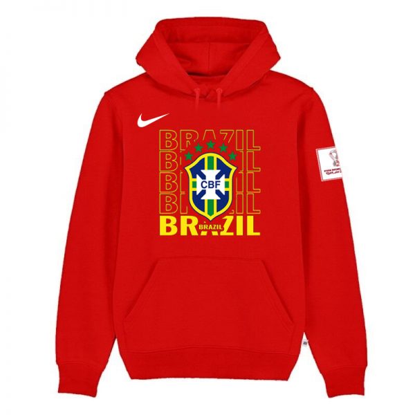 Men Brazil FIFA World Cup Soccer Hoodie Red