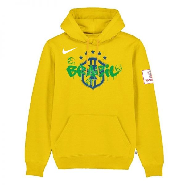 Men Brazil FIFA World Cup Soccer Yellow Hoodie 001