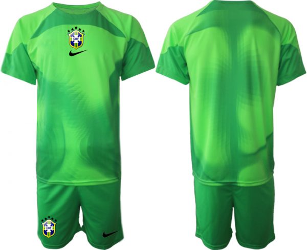 Men Brazil Green Goalkeeper 2022 FIFA World Cup Soccer Jersey Suit