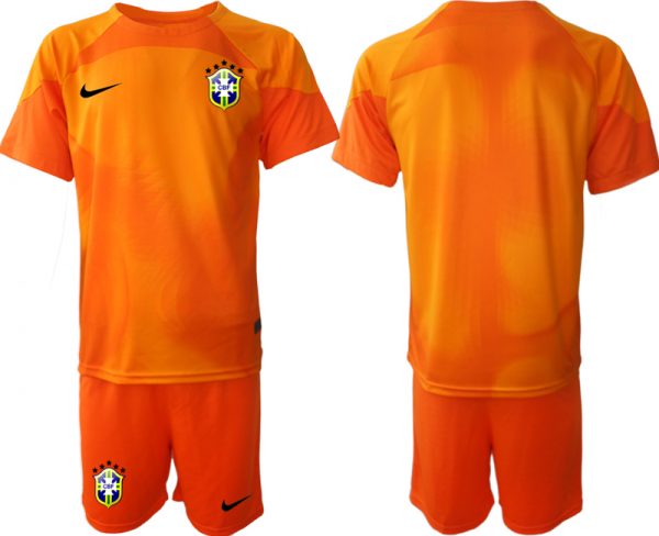 Men Brazil Red Goalkeeper 2022 FIFA World Cup Soccer Jersey Suit