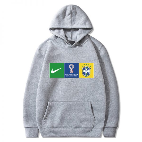 Men Brazil World Cup Soccer Hoodie Grey