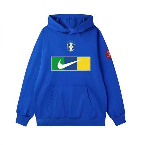 Men Brazil World Cup Soccer Hoodie Royal 001