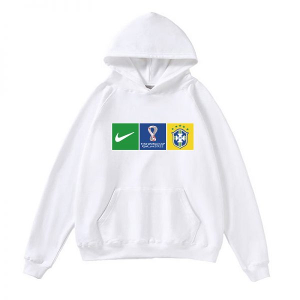 Men Brazil World Cup Soccer Hoodie White