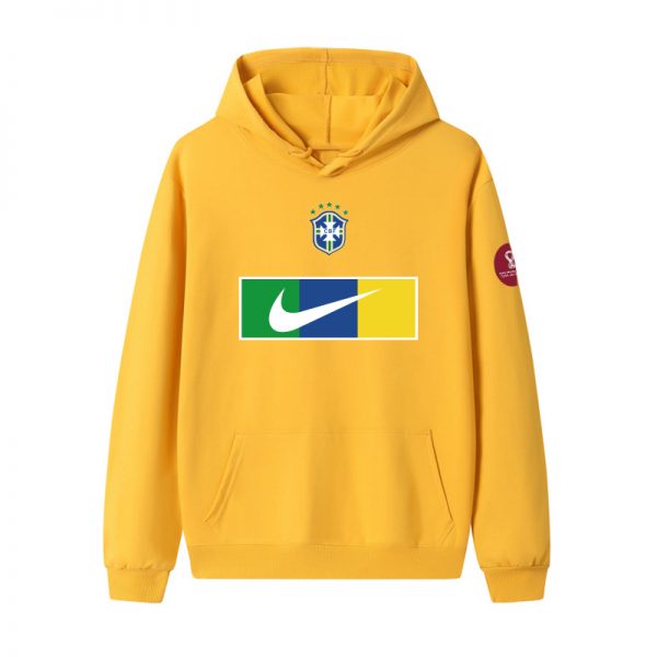 Men Brazil World Cup Soccer Hoodie Yellow 001