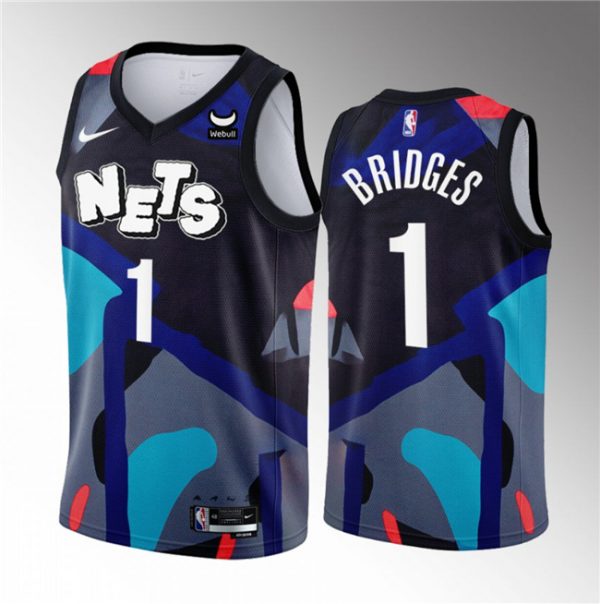 Men Brooklyn Nets #1 Mikal Bridges Black 2023/24 City Edition Stitched Basketball Jersey