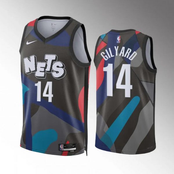 Men Brooklyn Nets #14 Jacob Gilyard Black 2023/24 City Edition Stitched Basketball Jersey