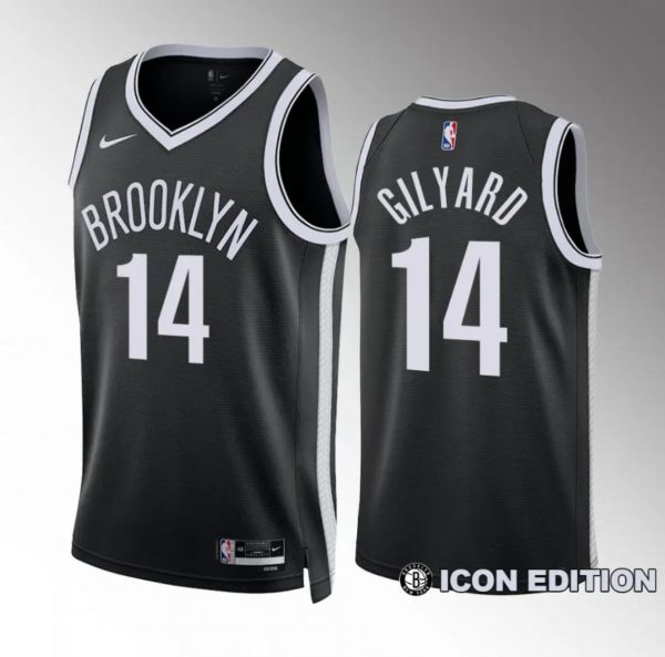 Men Brooklyn Nets #14 Jacob Gilyard Black Icon Edition Stitched Basketball Jersey