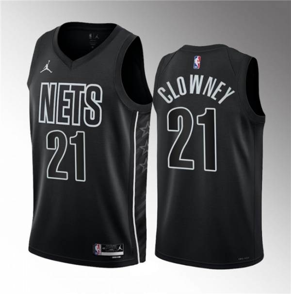 Men Brooklyn Nets #21 Noah Clowney Black 2023 Draft Statement Edition Stitched Basketball Jersey
