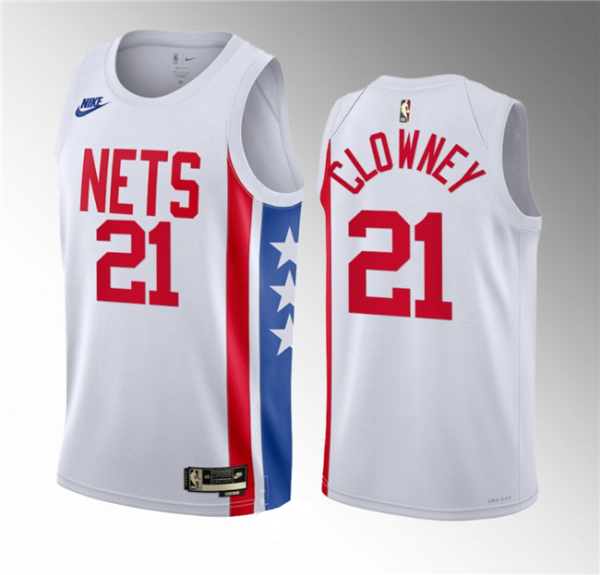 Men Brooklyn Nets #21 Noah Clowney White 2023 Draft Classic Edition Stitched Basketball Jersey