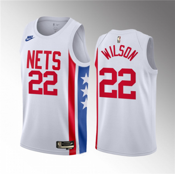 Men Brooklyn Nets #22 Jalen Wilson White 2023 Draft Classic Edition Stitched Basketball Jersey