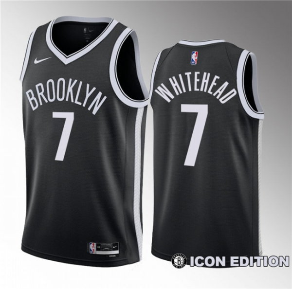 Men Brooklyn Nets #7 Dariq Whitehead Black 2023 Draft Icon Edition Stitched Basketball Jersey