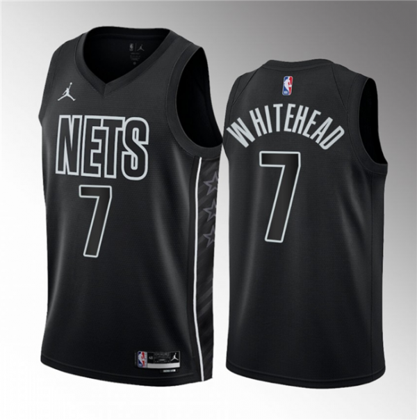Men Brooklyn Nets #7 Dariq Whitehead Black 2023 Draft Statement Edition Stitched Basketball Jersey