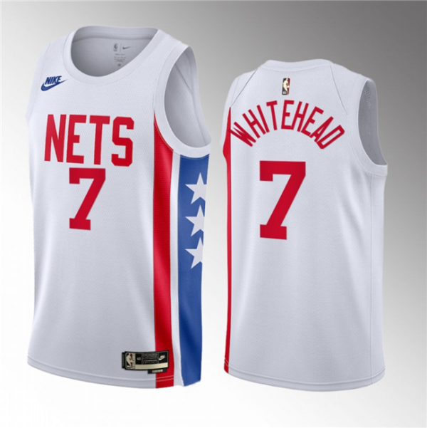 Men Brooklyn Nets #7 Dariq Whitehead White 2023 Draft Classic Edition Stitched Basketball Jersey