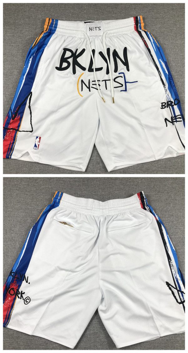 Men Brooklyn Nets Whie Shorts (Run Small)