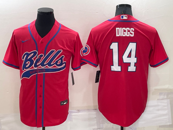Men Buffalo Bills #14 Stefon Diggs Pink Cool Base Stitched Baseball Jersey