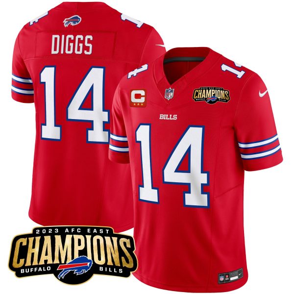 Men Buffalo Bills #14 Stefon Diggs Red 2023 F.U.S.E. AFC East Champions With 3-star C Ptach Stitched Football Jersey