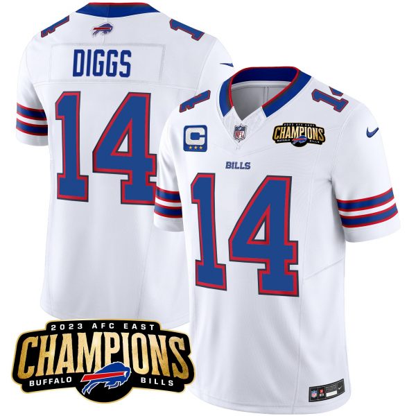 Men Buffalo Bills #14 Stefon Diggs White 2023 F.U.S.E. AFC East Champions With 3-star C Ptach Stitched Football Jersey