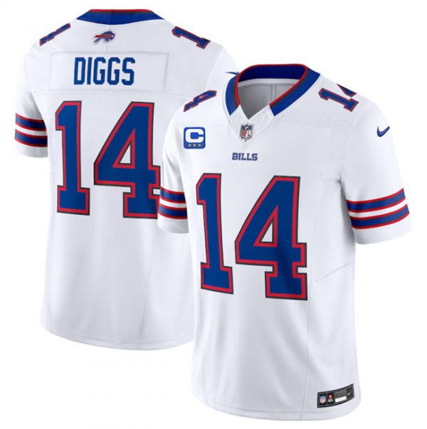 Men Buffalo Bills #14 Stefon Diggs White 2023 F.U.S.E. With 3-Star C Patch Vapor Untouchable Limited Stitched Jersey