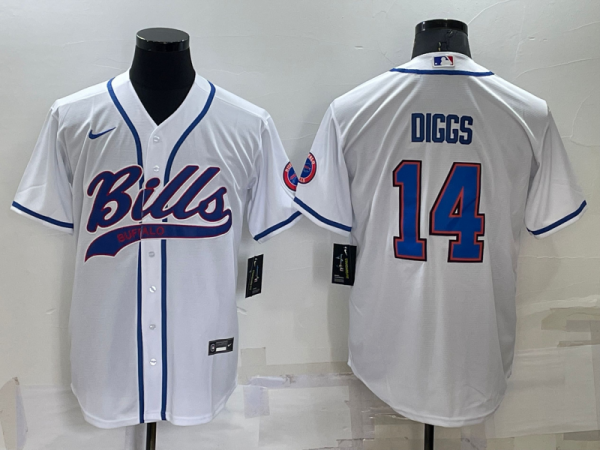 Men Buffalo Bills #14 Stefon Diggs White Cool Base Stitched Baseball Jersey