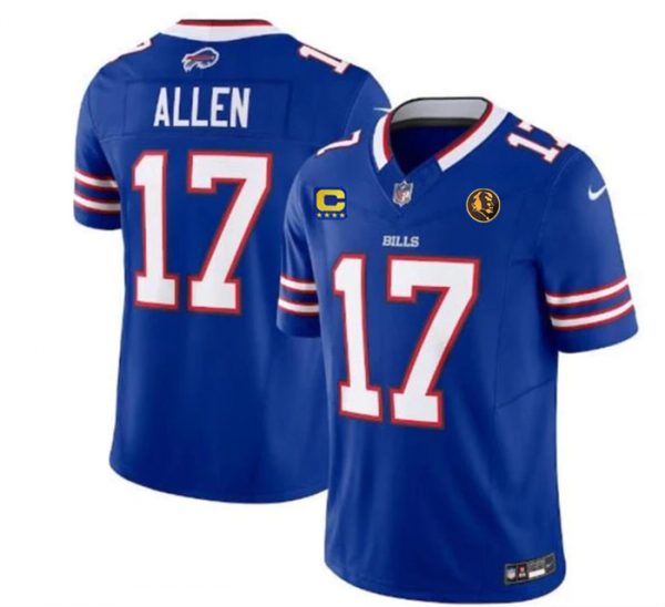 Men Buffalo Bills #17 Josh Allen Blue 2023 F.U.S.E. With 4-star C Ptach And John Madden Patch Vapor Limited Stitched Football Jersey