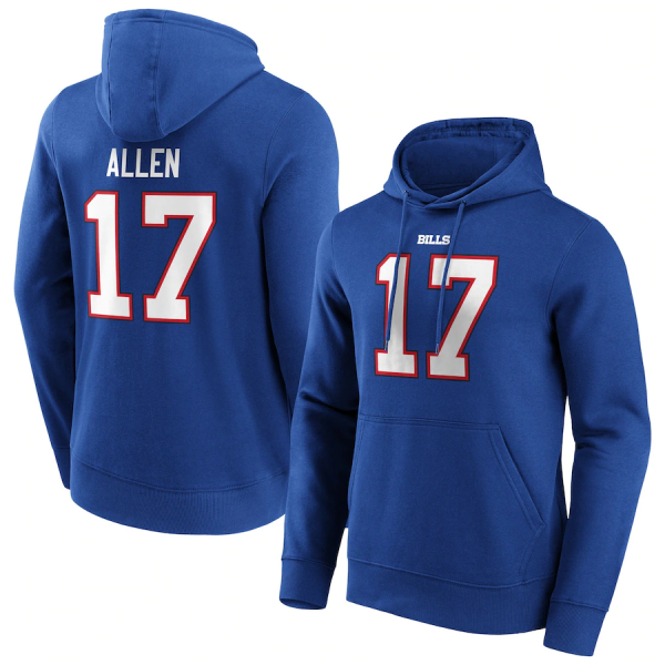 Men Buffalo Bills #17 Josh Allen Blue Hoodie