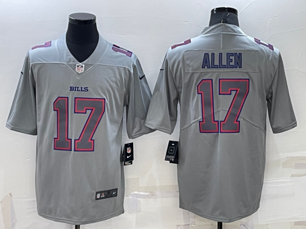 Men Buffalo Bills #17 Josh Allen Grey Atmosphere Fashion Stitched Jersey