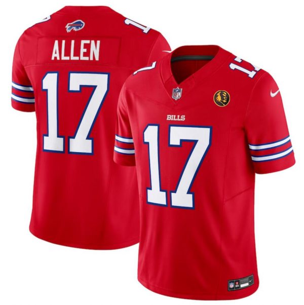 Men Buffalo Bills #17 Josh Allen Red 2023 F.U.S.E. With John Madden Patch Vapor Limited Stitched Football Jersey